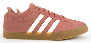 adidas Courtset Damen Sneaker Sportschuhe Tennis Leder Rosa + Schnürsenkel-Weiß - Weseli