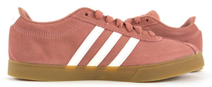 adidas Courtset Damen Sneaker Sportschuhe Tennis Leder Rosa + Schnürsenkel-Weiß - Weseli