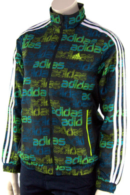 Adidas Kinder Trainingsjacke Sport Zip Jacke Weiss Grün Junge Mädchen Gr. 176 - Weseli