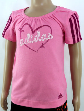 Adidas Mädchen Kinder T-Schirt Freizeit Rosa 100% Baumwolle 92 | 98 | 104 | 110 | 116 - Weseli