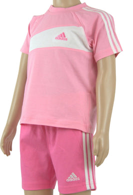 adidas Mädchen Set T Shirt Schorts Rosa Baby 100% Baumwolle Gr.74 / 6-9M - Weseli