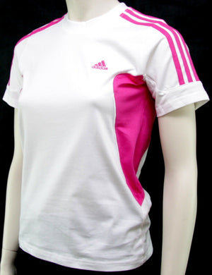 Adidas Mädchen T-Schirt Sport Fitness Lauf Shirt Freizeit 3-Streifen Weiss Lila - Weseli